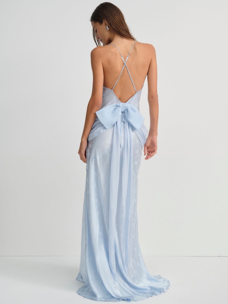 For Love And Lemons Silk Daisy Gown Blue Size Small